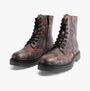 Heavenly Feet JUSTINA2 WOODLAND PRINT Womens Lace Up Boots Black side view with floral print and lace-up features.