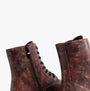 Heavenly Feet JUSTINA2 WOODLAND PRINT Womens Lace Up Boots Bark side view showcasing lace-up design and faux leather texture.