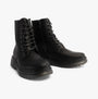 Heavenly Feet EVA Womens Lace Up Boots Black side view, showcasing leather upper, lace-up closure, and low heel design.