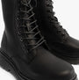 Heavenly Feet EVA Womens Lace Up Boots Black detail view showcasing lace-up design and leather upper.