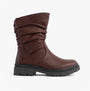 Heavenly Feet GRETEL Womens Boots Burgundy side view showcasing mid-calf style with synthetic upper and memory foam.
