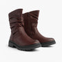 Heavenly Feet GRETEL Womens Boots Burgundy side view showcasing mid-calf design and zip closure.
