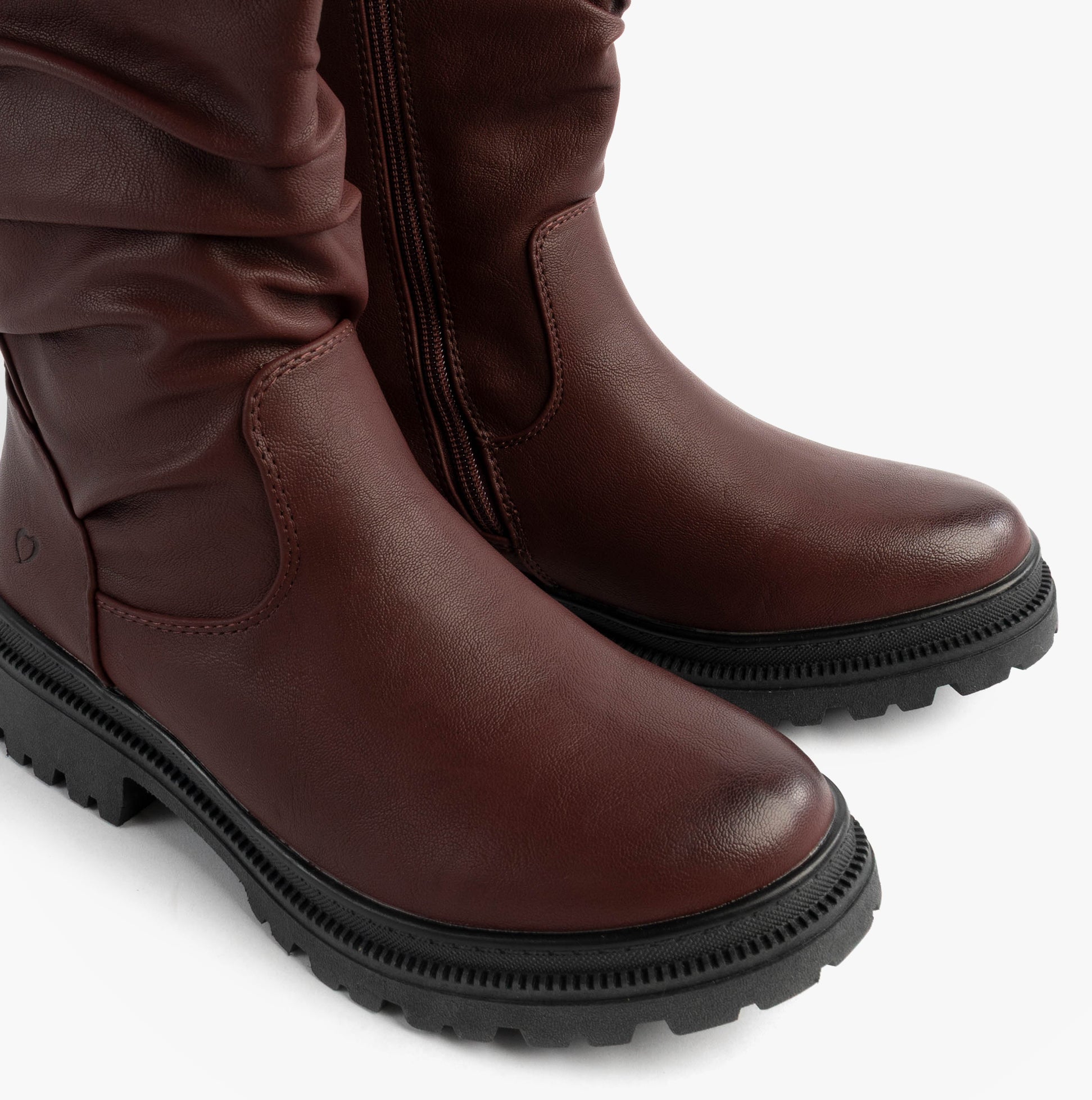 Heavenly Feet GRETEL Womens Boots Burgundy, side view showing burgundy synthetic upper and sturdy sole.