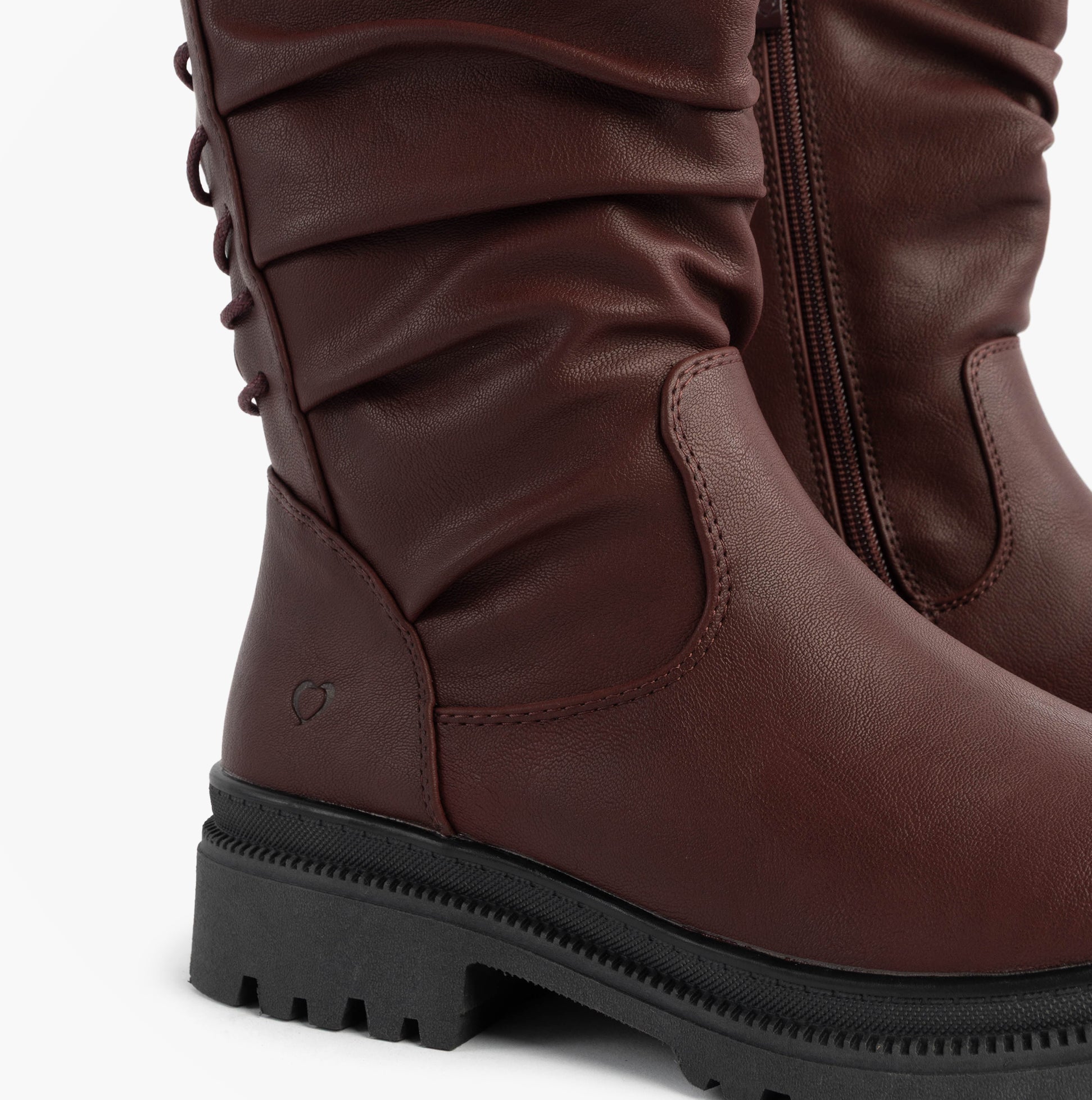 Heavenly Feet GRETEL Womens Boots Burgundy detail view showcasing mid-calf style and synthetic material.