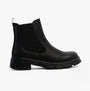 Heavenly Feet REMY Womens Chelsea Boots Black side view featuring faux leather and elasticated side panel.