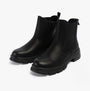 Heavenly Feet REMY Womens Chelsea Boots Black side view, faux leather upper, block heel, comfort features, stylish ankle boots.