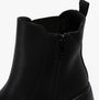 Heavenly Feet REMY Womens Chelsea Boots Black detail view showcasing the faux leather exterior and zipper.