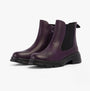 Heavenly Feet REMY Womens Chelsea Boots Purple side view with block heel and pull-on design, showcasing faux leather material.