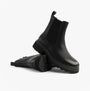 Heavenly Feet ZETA Womens Chelsea Boots Black side view showcasing synthetic upper and rubber sole.