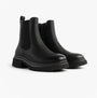 Heavenly Feet ZETA Womens Chelsea Boots Black side view showcasing rubber sole and synthetic upper material.
