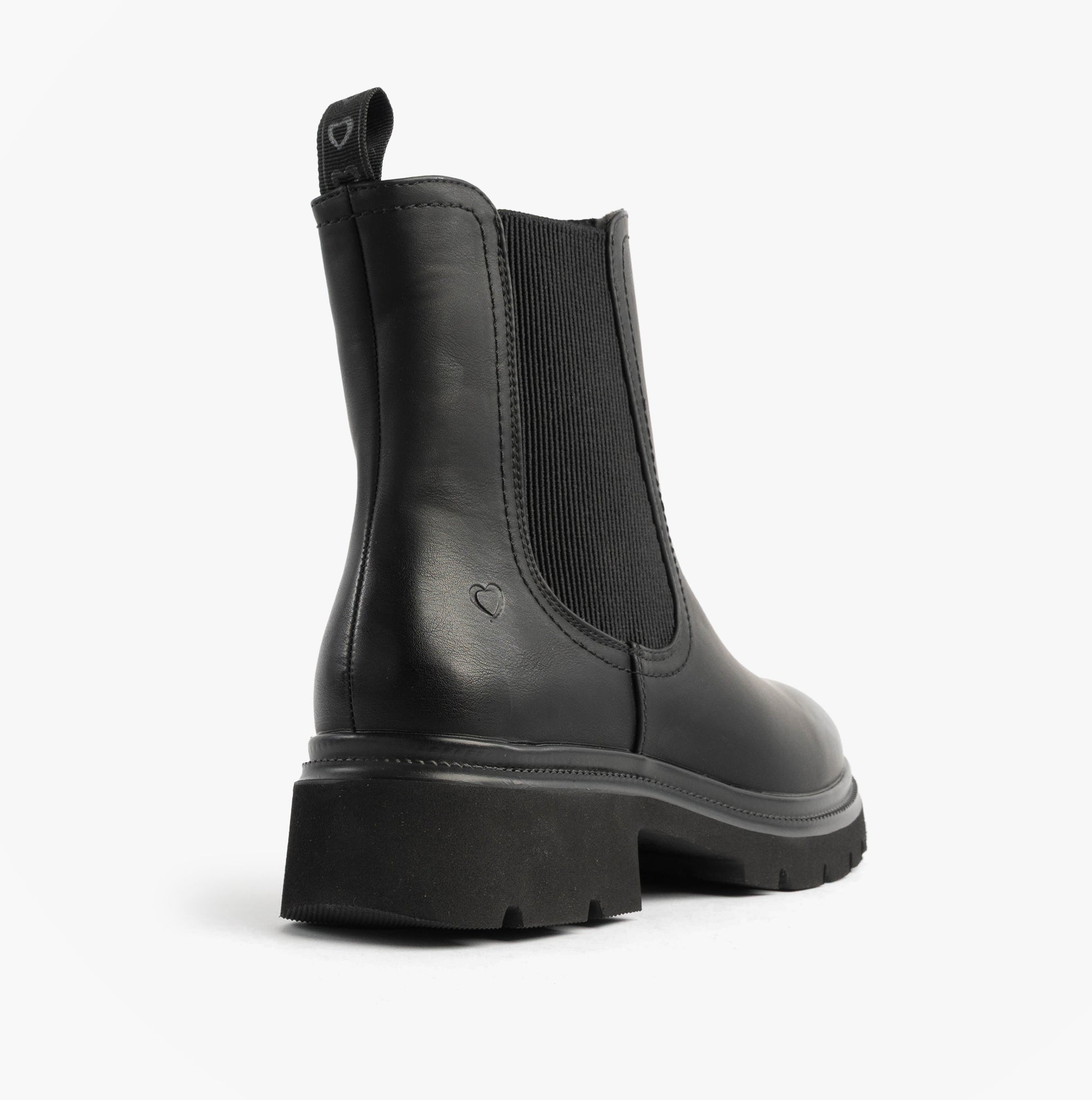 Heavenly Feet ZETA Womens Chelsea Boots Black side view showcasing the sleek design and rubber sole.