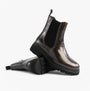 Heavenly Feet ZETA Womens Chelsea Boots Pewter Patent side view with rubber sole and zip closure.