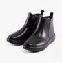 Heavenly Feet SENTA Womens Boots Black side view with zip closure and faux leather upper, ankle style boots.