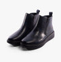 Heavenly Feet SENTA Womens Boots Midnight side view showcasing faux leather ankle boots with zipper detail.