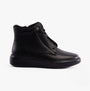 Heavenly Feet PETRA Womens Boots Black side view showcasing faux leather upper and lace-up closure.