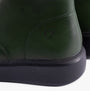 Heavenly Feet PETRA Womens Boots Forest close-up view of heel detail in green faux leather with rubber sole.