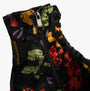 Heavenly Feet JUSTINA2 FLORAL VELOUR Womens Lace Up Boots Black detail view with floral design and lace-up features.