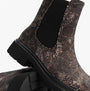 Heavenly Feet BRKVLR ZETA MEADOW VELOUR Womens Chelsea Boots Bark Velour side view showcasing beautiful floral detailing.