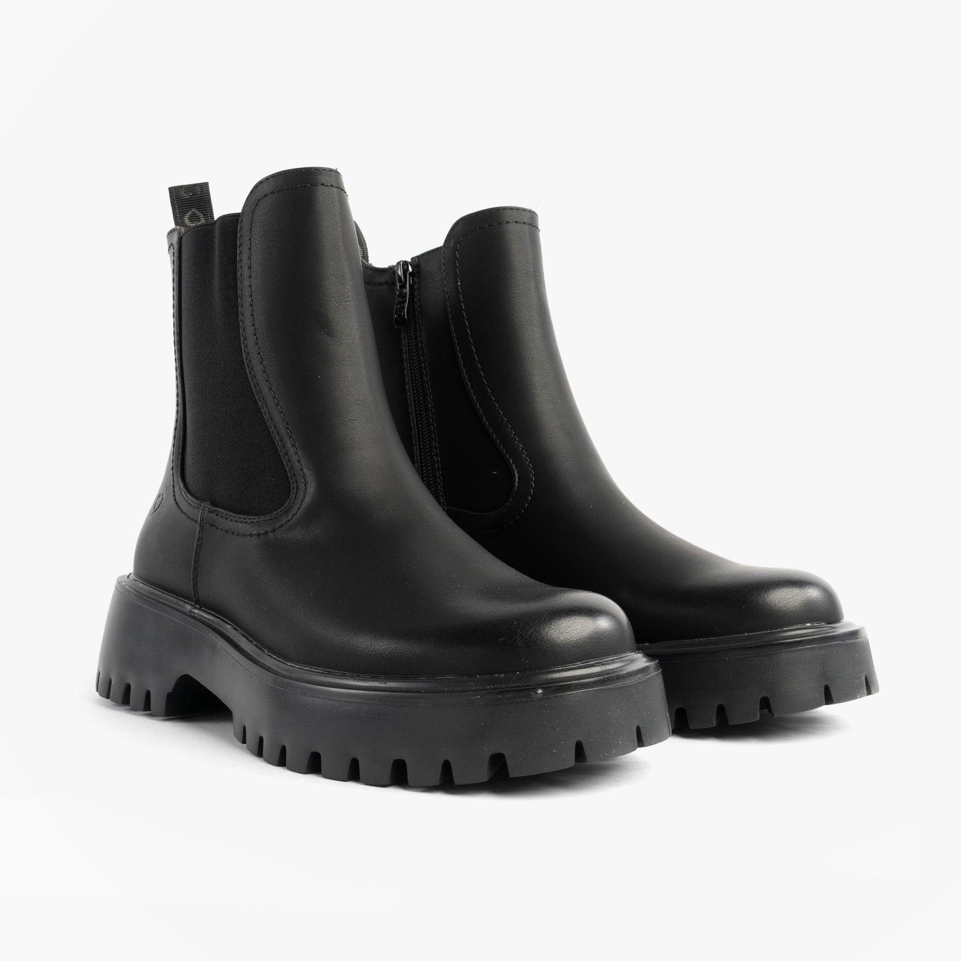 Heavenly Feet ALANA2 Womens Chelsea Boots Black side view showcasing synthetic material and zip fastening.
