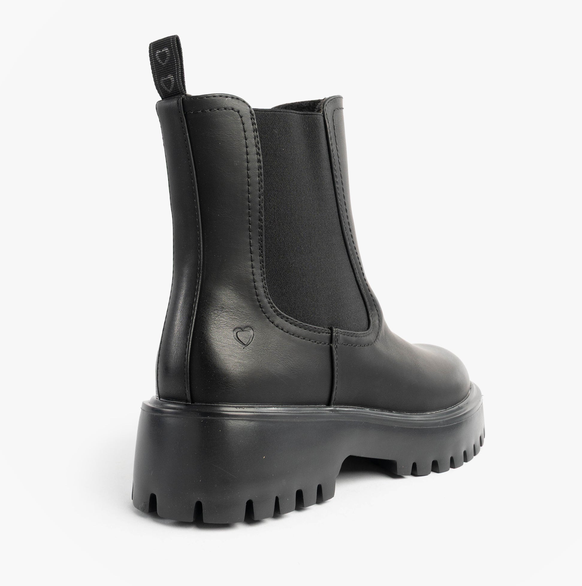 Heavenly Feet ALANA2 Womens Chelsea Boots Black side view showing synthetic upper and chunky sole.