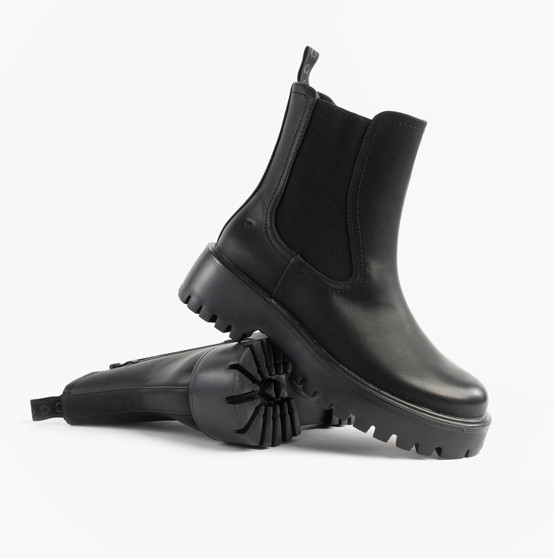 Heavenly Feet ALANA2 Womens Chelsea Boots Black side view with memory foam and synthetic sole, stylish ankle height design.