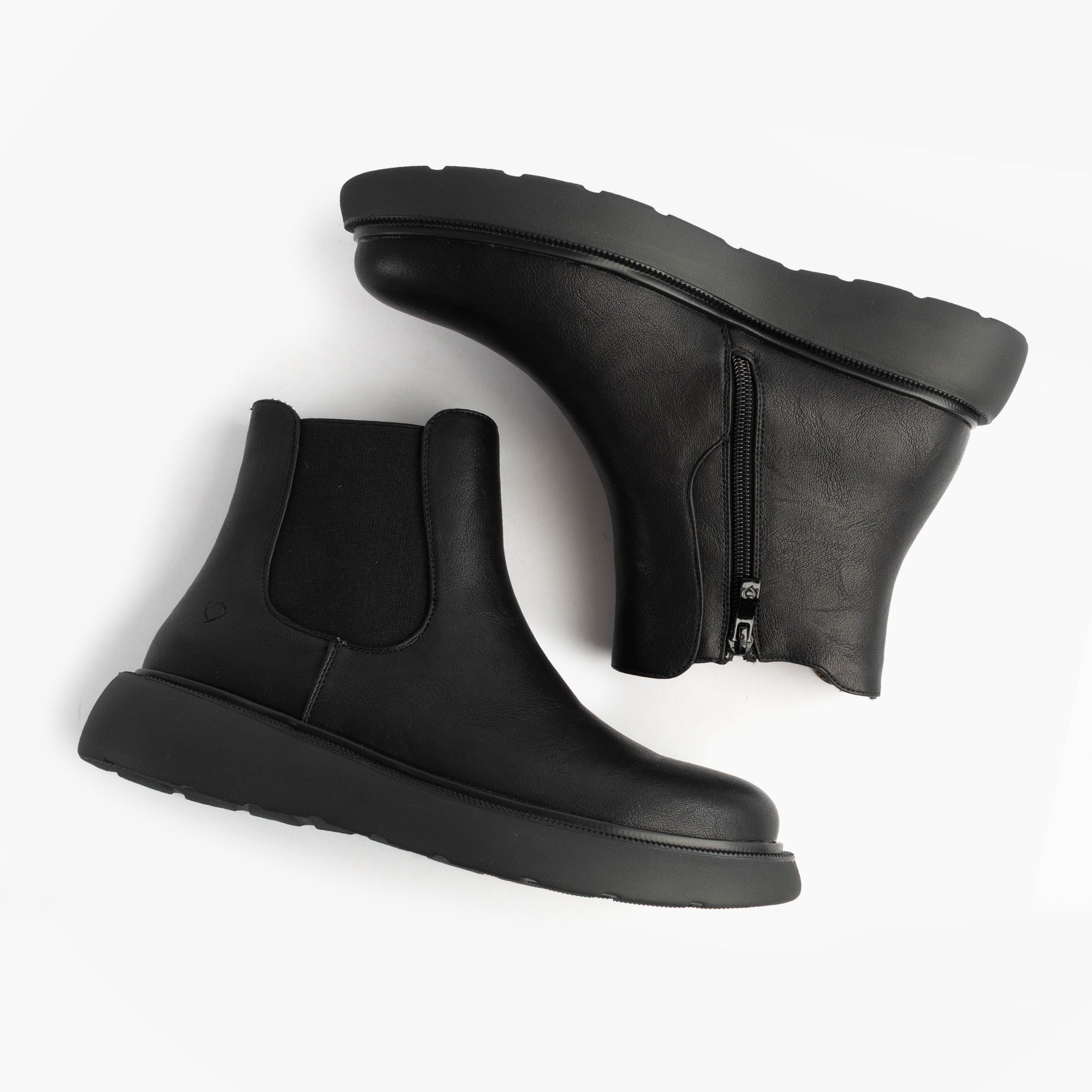 Heavenly Feet AZALEA Womens Chelsea Boots Black side view showcasing synthetic upper and zip closure.
