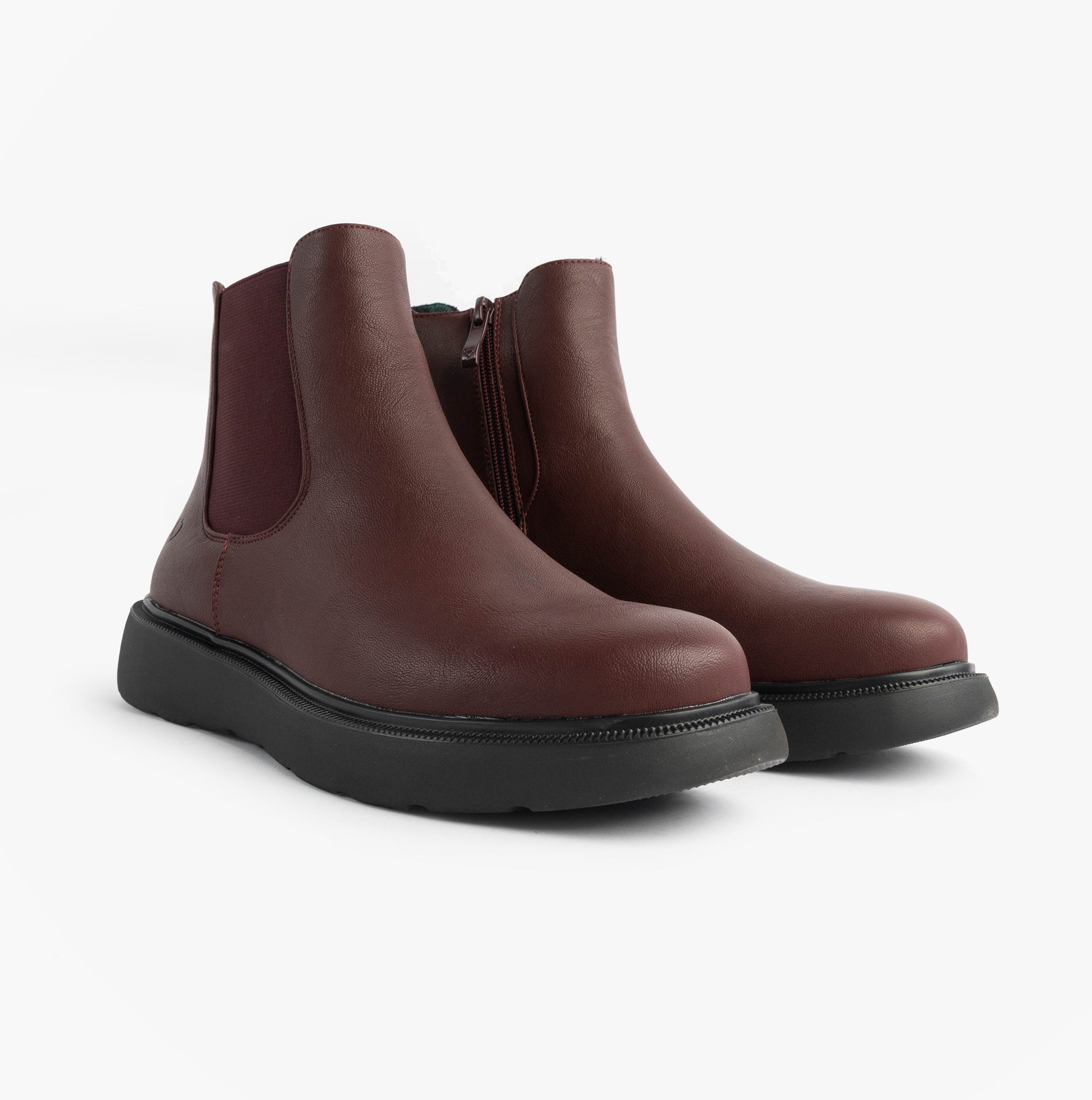 Heavenly Feet AZALEA Womens Chelsea Boots Burgundy side view showcasing the synthetic upper and EVA sole.