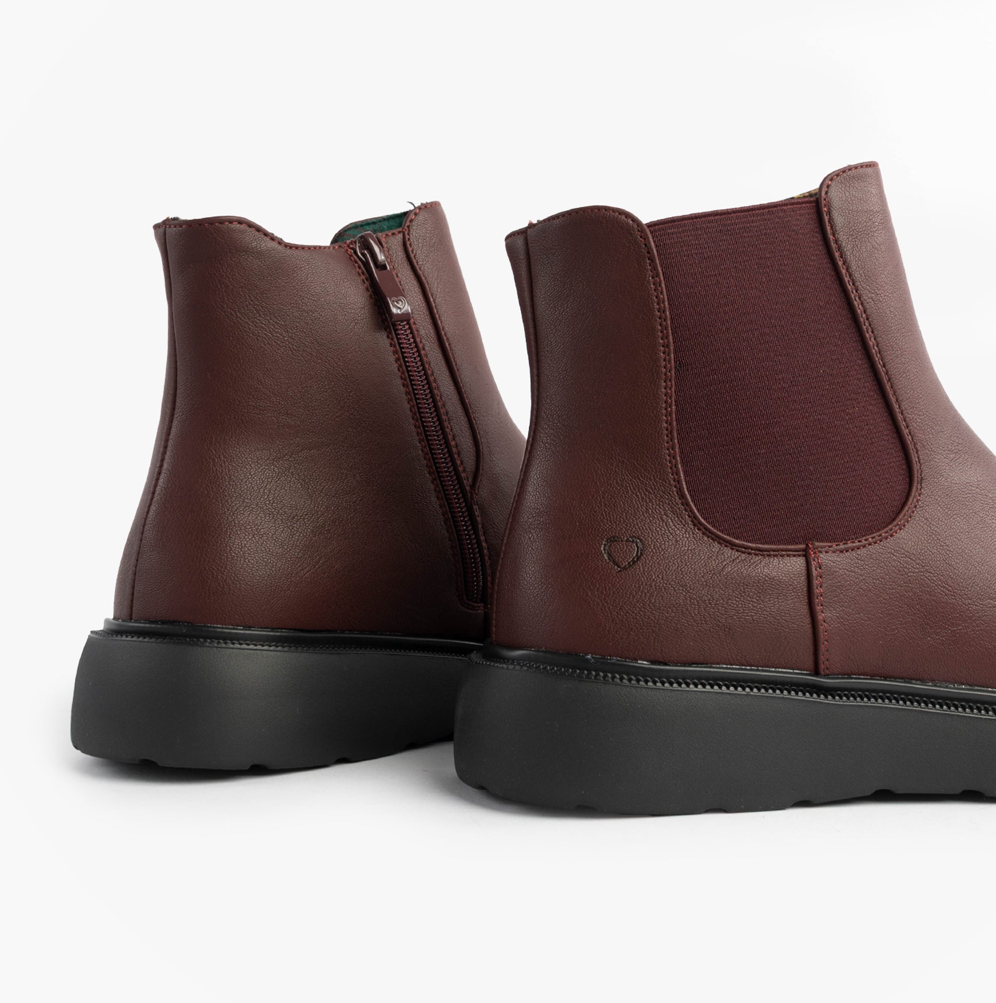 Heavenly Feet AZALEA Womens Chelsea Boots Burgundy rear view with zip closure and ankle height design