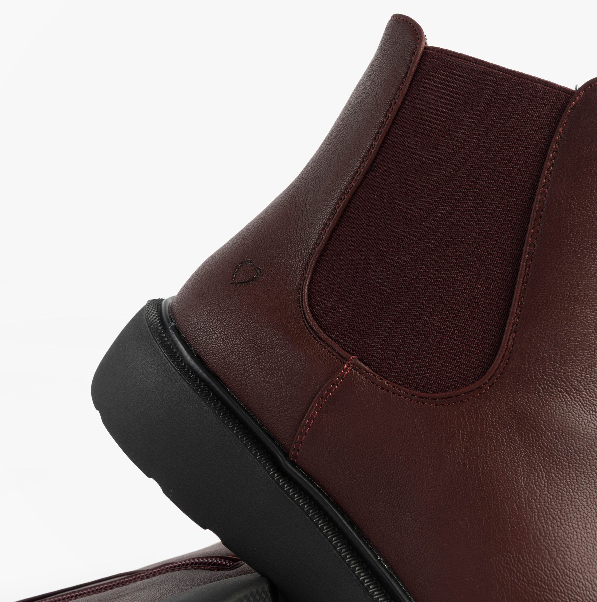 Heavenly Feet AZALEA Womens Chelsea Boots Burgundy side view with elastic panel and round toe design.