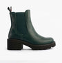 Heavenly Feet HONEYBELLE Womens Chelsea Boots evergreen side view showcasing faux leather upper and chunky sole.