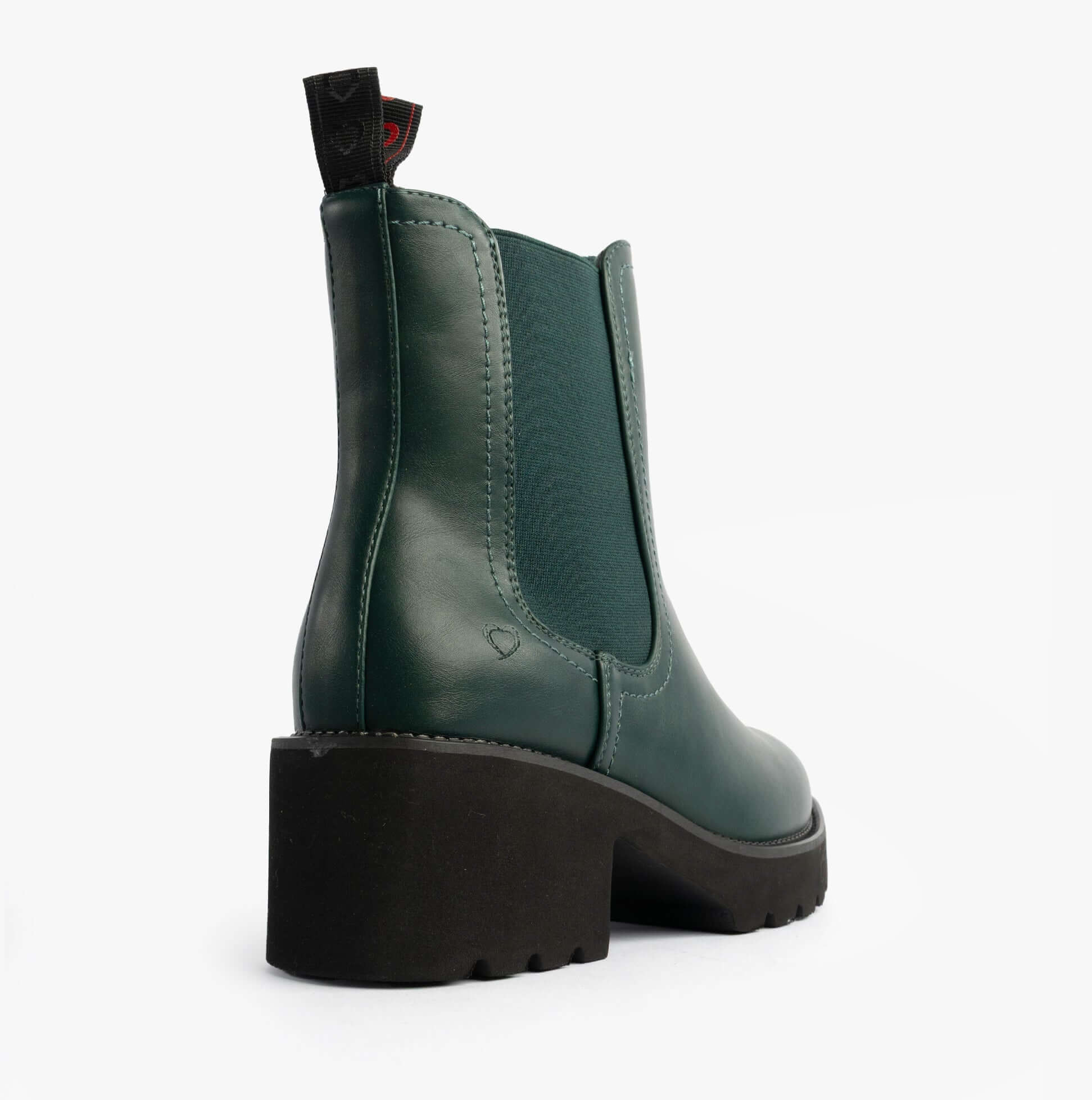 Heavenly Feet HONEYBELLE Womens Chelsea Boots evergreen side view showing ankle height and faux leather upper