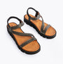 Heavenly Feet FRESCO Womens Sandals Black top view with cross strap design and comfortable sole.