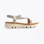 Heavenly Feet FRESCO Womens Sandals Silver side view showcasing synthetic upper and low wedge heel.