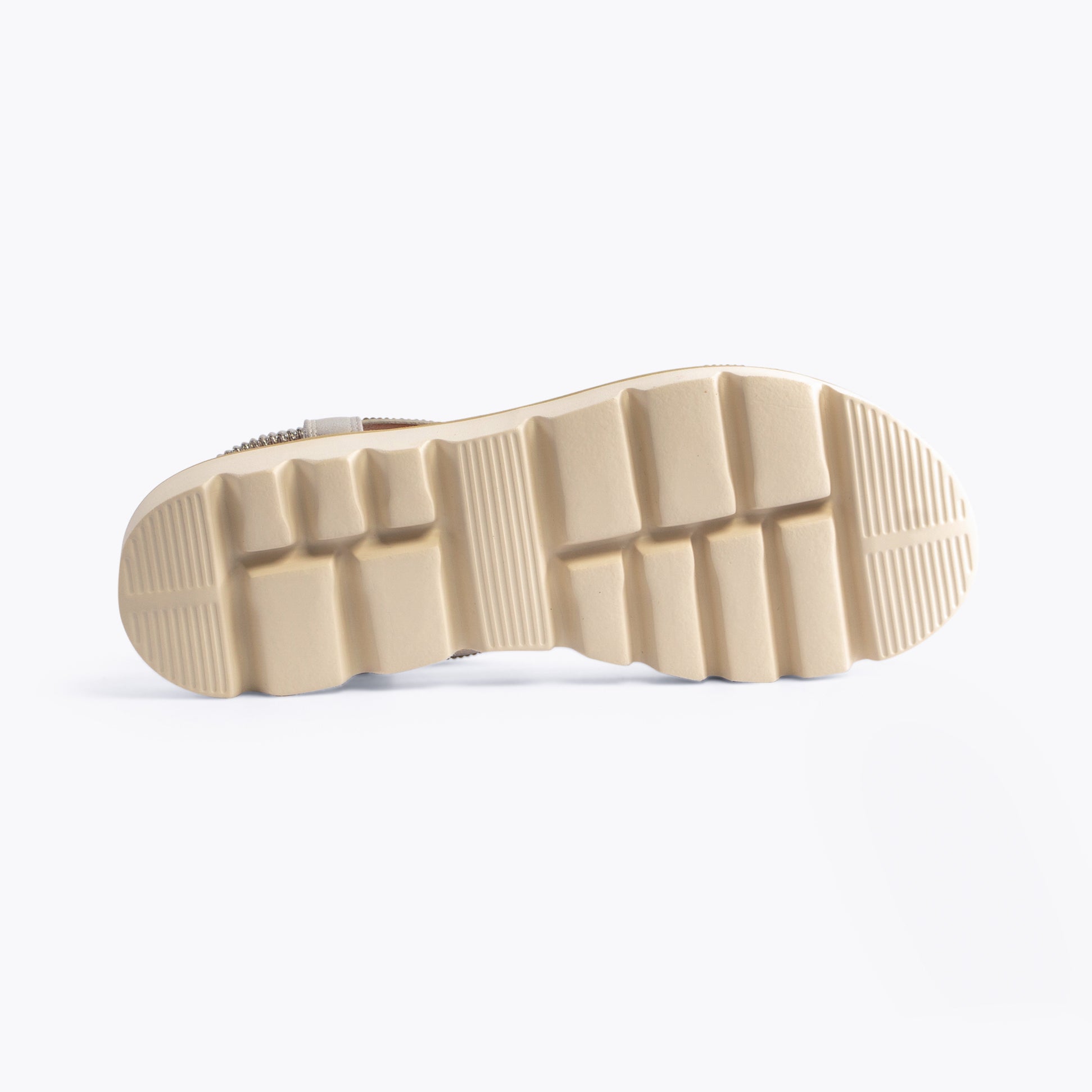 Heavenly Feet FRESCO Womens Sandals Silver sole view, showing rubber material and grip pattern.