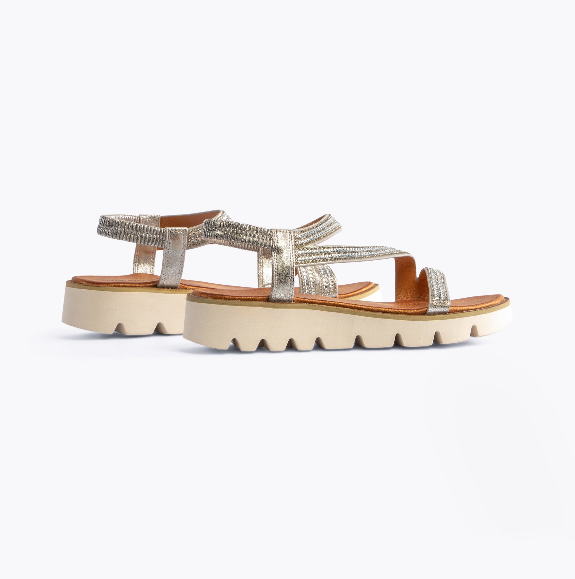 Heavenly Feet FRESCO Womens Sandals Silver side view showing the stylish design and comfortable fit.