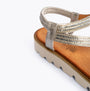 Heavenly Feet FRESCO Womens Sandals Silver detail view showcasing the wedge heel and synthetic strap design.