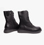 Heavenly Feet MARTINA4 Womens Ankle Boots Black side view with lace-up and zip features, showcasing synthetic upper and wedge sole.