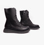 Heavenly Feet MARTINA4 Womens Ankle Boots Black side view featuring lace-up and zip closure, mid-calf combat style.