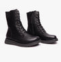 Heavenly Feet MARTINA4 Womens Ankle Boots Black side view showcasing lace-up and zip closure details.