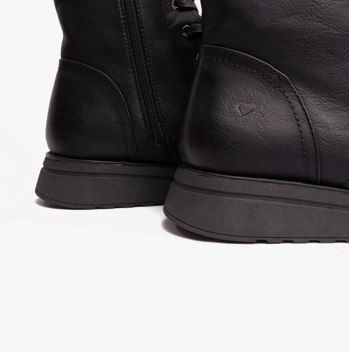 Heavenly Feet MARTINA4 Womens Ankle Boots Black side view showing the lace-up design and wedge sole.