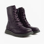 Heavenly Feet MARTINA4 Womens Ankle Boots Purple side view showing lace-up design and faux leather finish