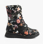 Heavenly Feet MARTINA4 PRINT FANTASY Womens Ankle Boots Black side view showcasing floral print design.