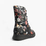 Heavenly Feet MARTINA4 PRINT FANTASY Womens Ankle Boots Black side view showcasing floral print design.