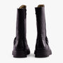 Heavenly Feet BELLA Womens Mid-Calf Boots Black back view showcasing faux leather and wedge heel design.