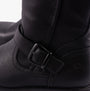 Heavenly Feet BELLA Womens Mid-Calf Boots Black detail view showcasing faux leather upper and buckle design.
