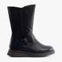 Heavenly Feet BELLA Womens Mid-Calf Boots Ocean side view showcasing faux leather upper and wedge heel.