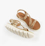 Heavenly Feet FRESCO Womens Sandals Gold top view featuring synthetic upper and rubber sole.