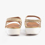 Heavenly Feet FRESCO Womens Sandals Gold rear view showing synthetic upper and comfortable slip-on design.