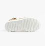 Heavenly Feet SAFFRON Womens Sandals Gold bottom view showing durable EVA sole with heart detail.