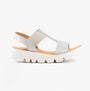 Heavenly Feet RITZ SHIMMER Womens Sandals Silver Shimmer side view showcasing faux leather and wedge heel.